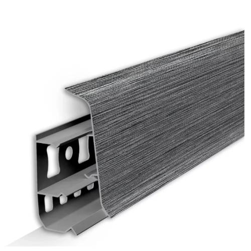 Плинтус ПВХ IDEAL Deconika 55 мм 187 Алюминий Темный